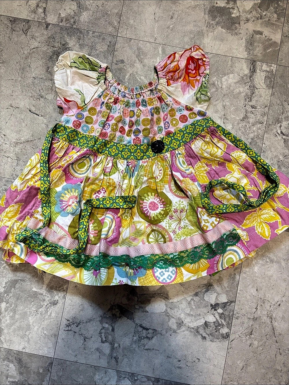 Matilda Jane Platinum Kids Floral Dress in Pink & Green